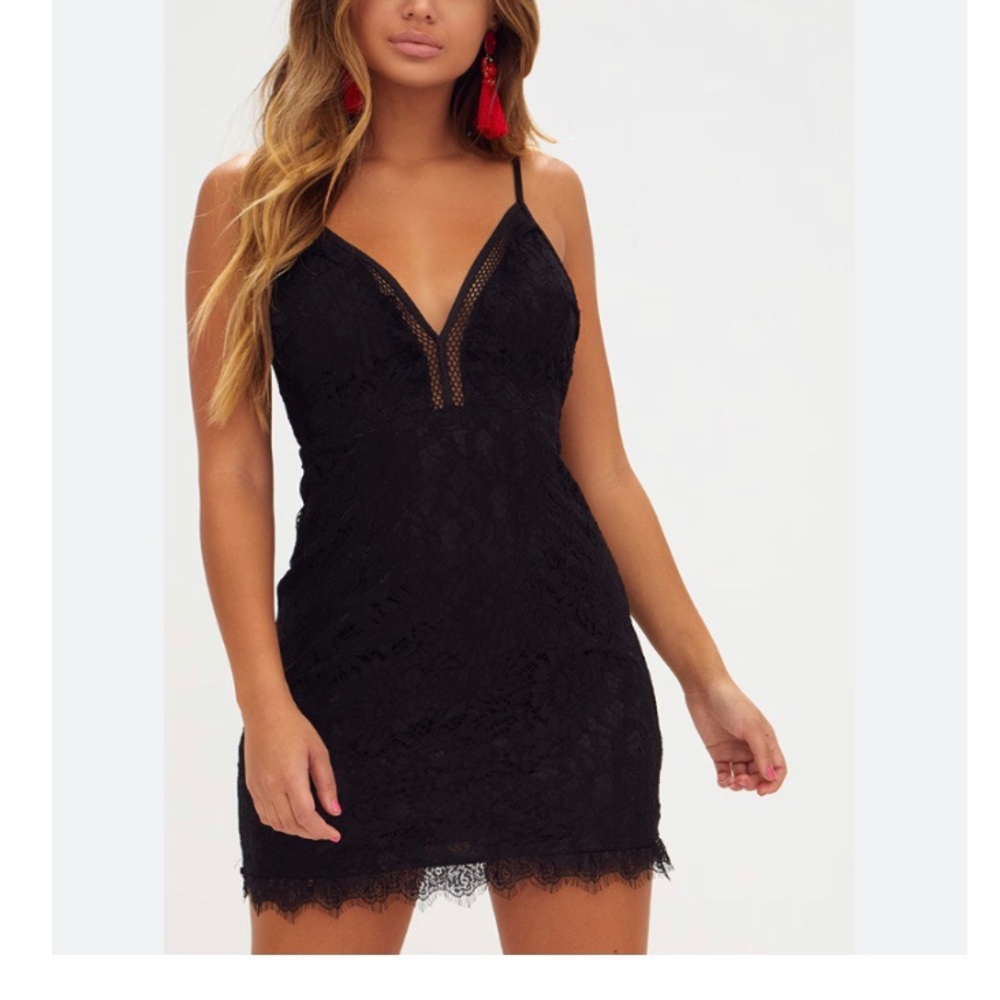 PrettyLittleThing Black Lace Mini Dress